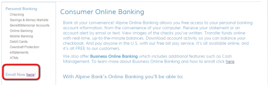 Alpine Bank Enroll Step 2