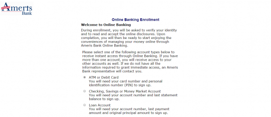 Online banking enrollment