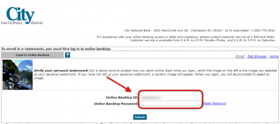 City National Bank Online Banking Login - Step 4