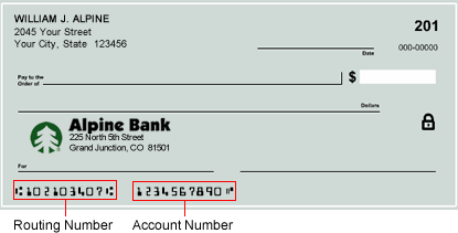 Where to Find Alpine Bank Routing Number on  Check