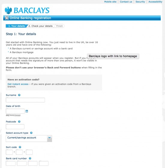 barclays-online-banking-enrollment-webpage