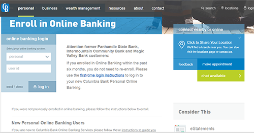 columbia-bank-online-enroll-page