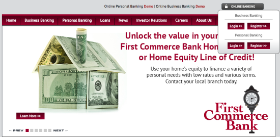 first commerce bank homepage login